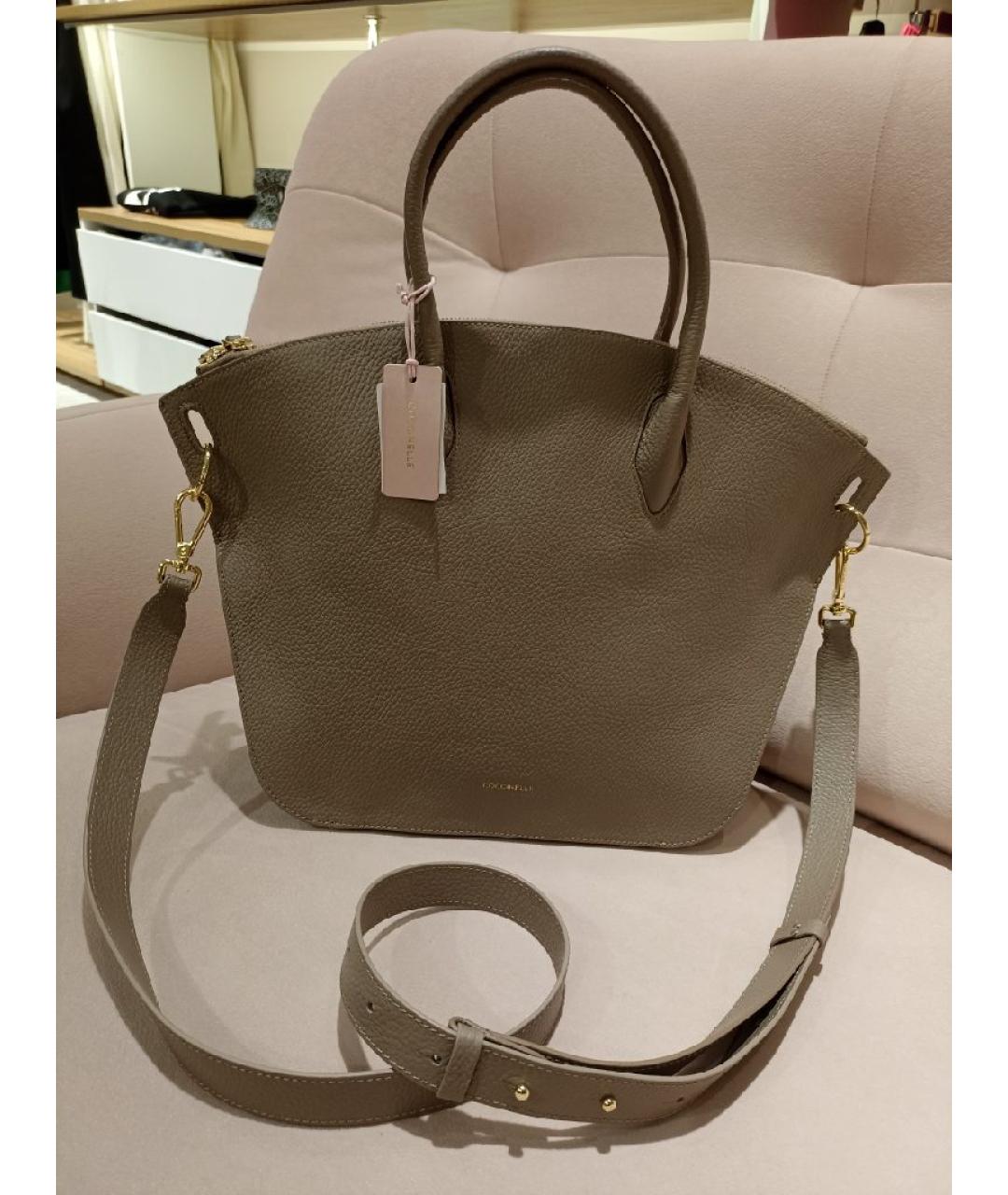 COCCINELLE Бежевая кожаная сумка с короткими ручками, фото 3