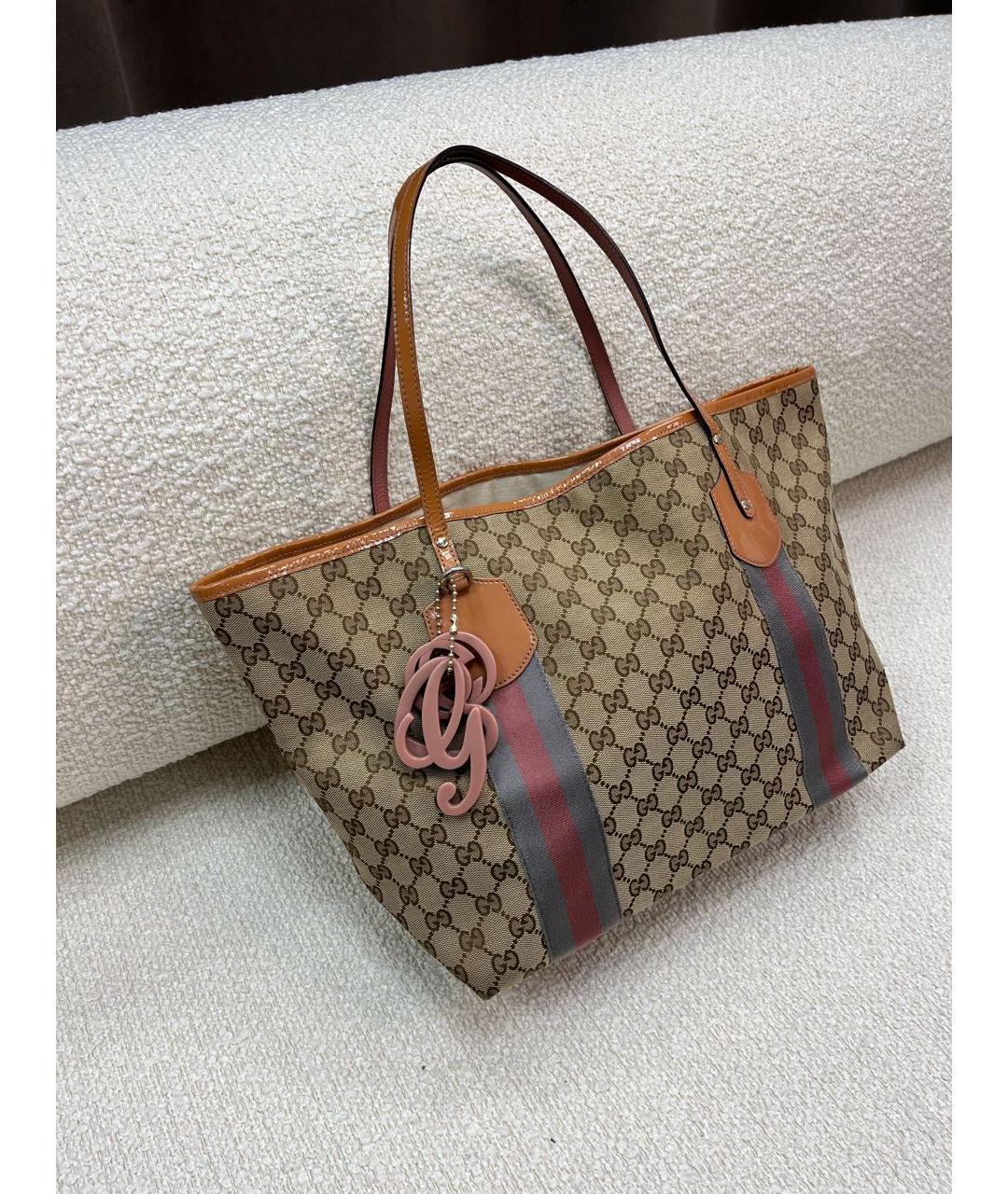 GUCCI Бежевая сумка тоут из лакированной кожи, фото 5