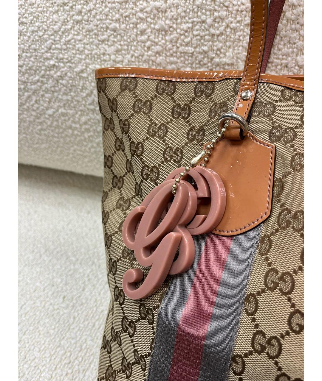 GUCCI Бежевая сумка тоут из лакированной кожи, фото 7