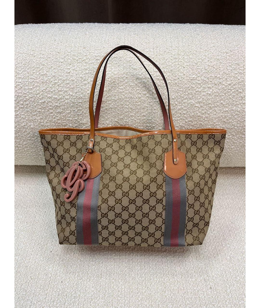 GUCCI Бежевая сумка тоут из лакированной кожи, фото 8