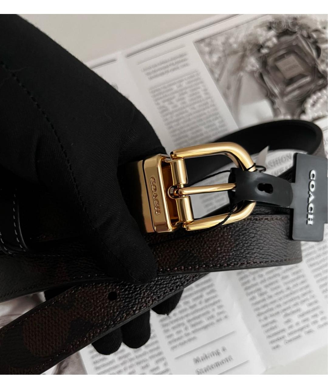 COACH Коричневый кожаный ремень, фото 2