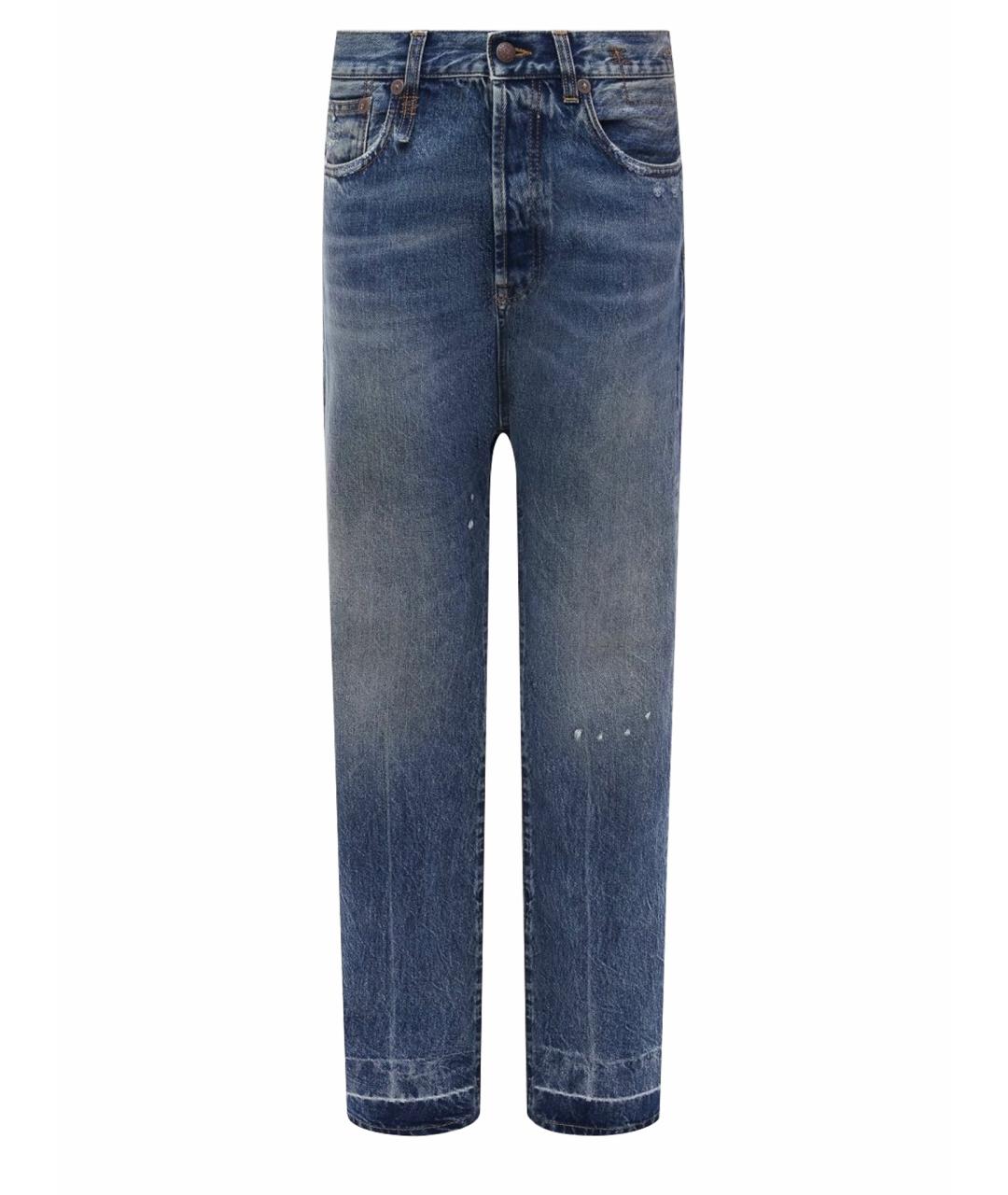 R13 Синие хлопковые прямые джинсы, фото 5