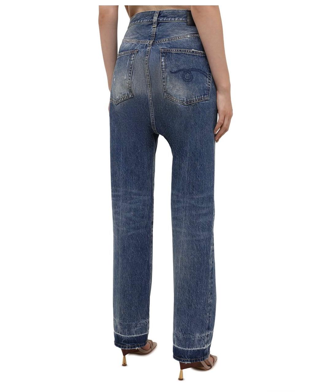 R13 Синие хлопковые прямые джинсы, фото 4