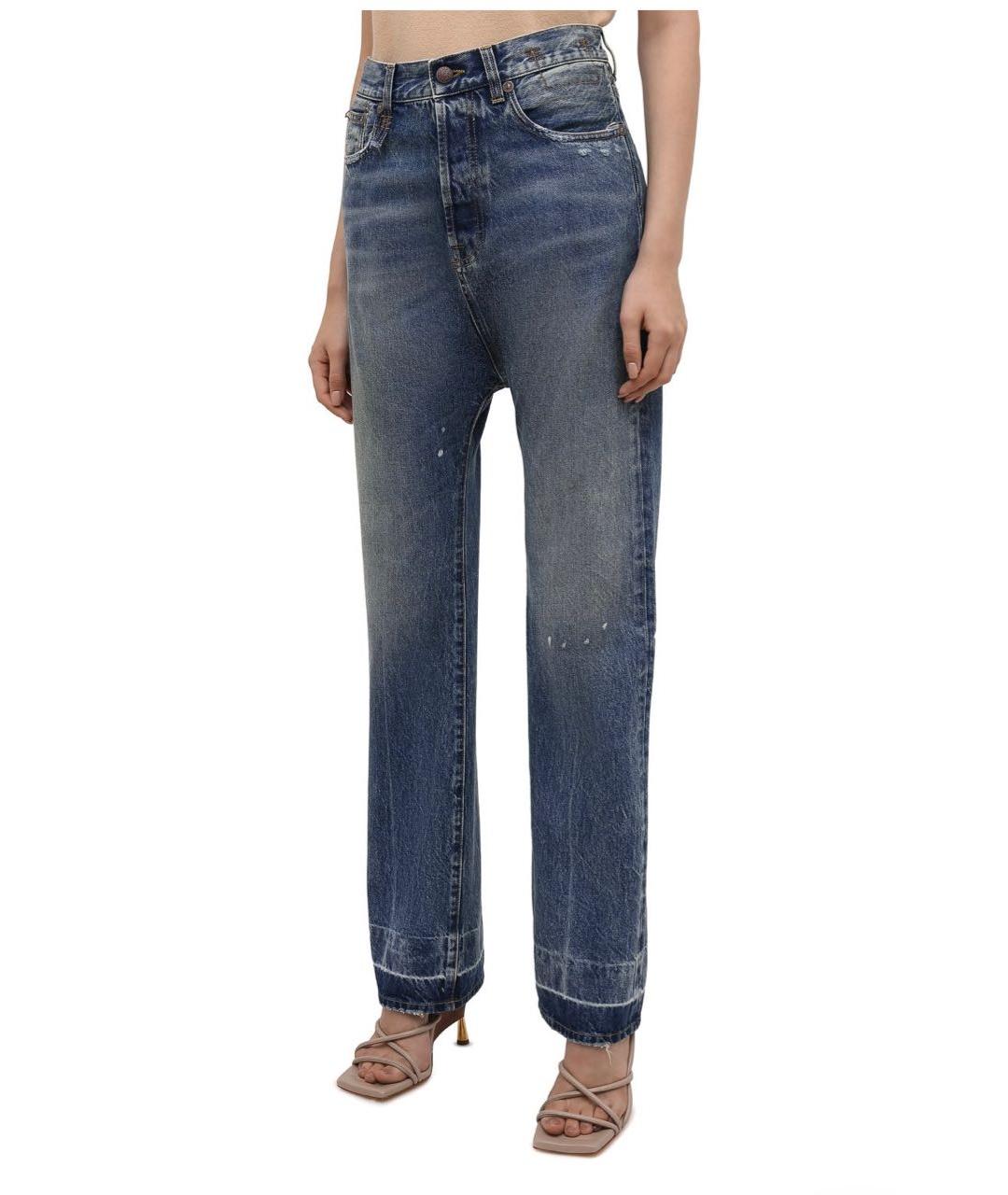 R13 Синие хлопковые прямые джинсы, фото 3