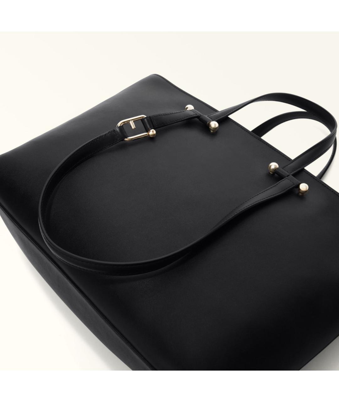 FURLA Черная кожаная сумка тоут, фото 3