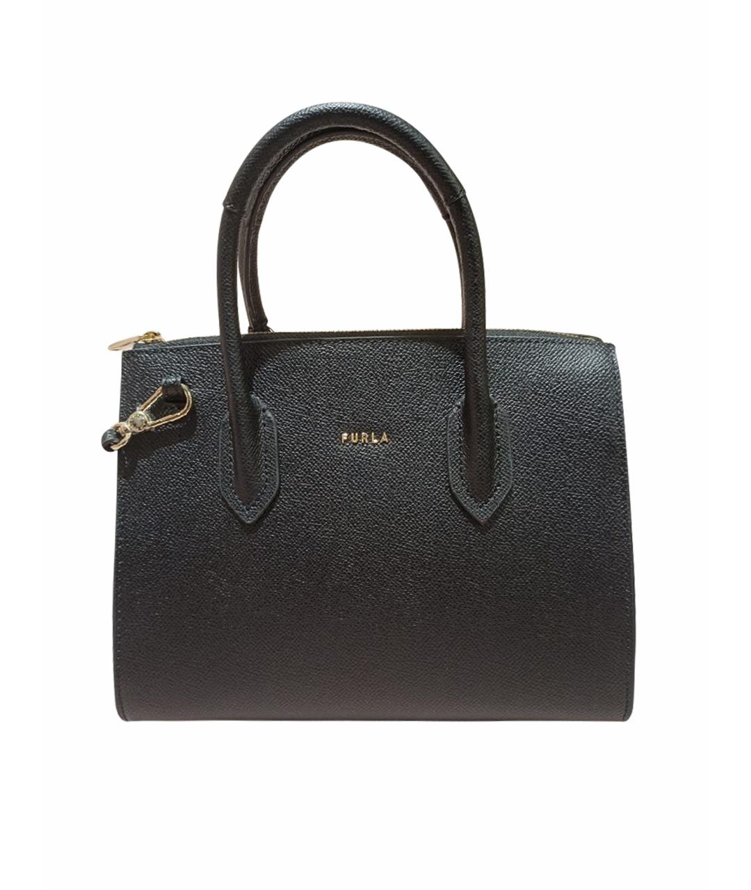 FURLA Черная кожаная сумка с короткими ручками, фото 1