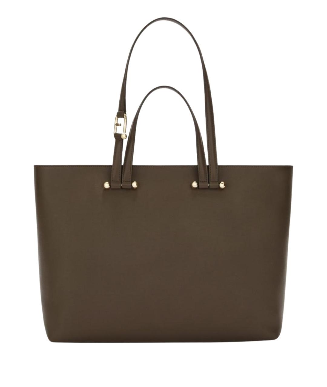 FURLA Коричневая кожаная сумка тоут, фото 1