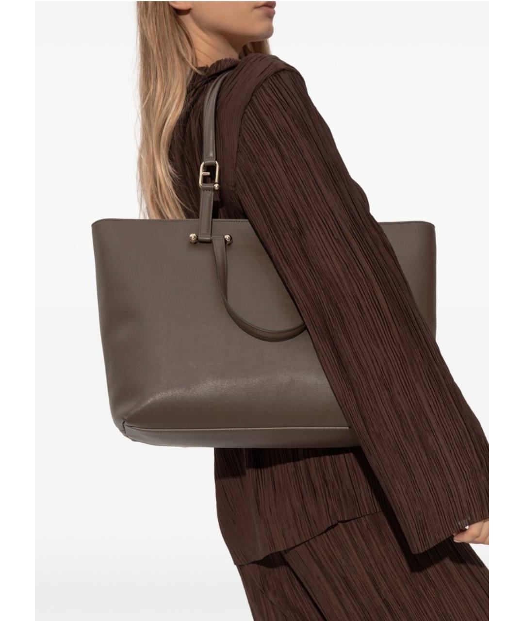 FURLA Коричневая кожаная сумка тоут, фото 4