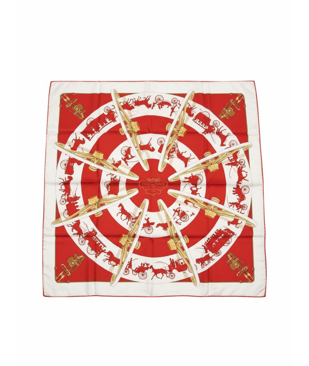 HERMES Красный шелковый платок, фото 1