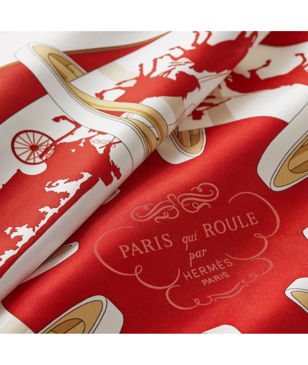 HERMES Красный шелковый платок, фото 2