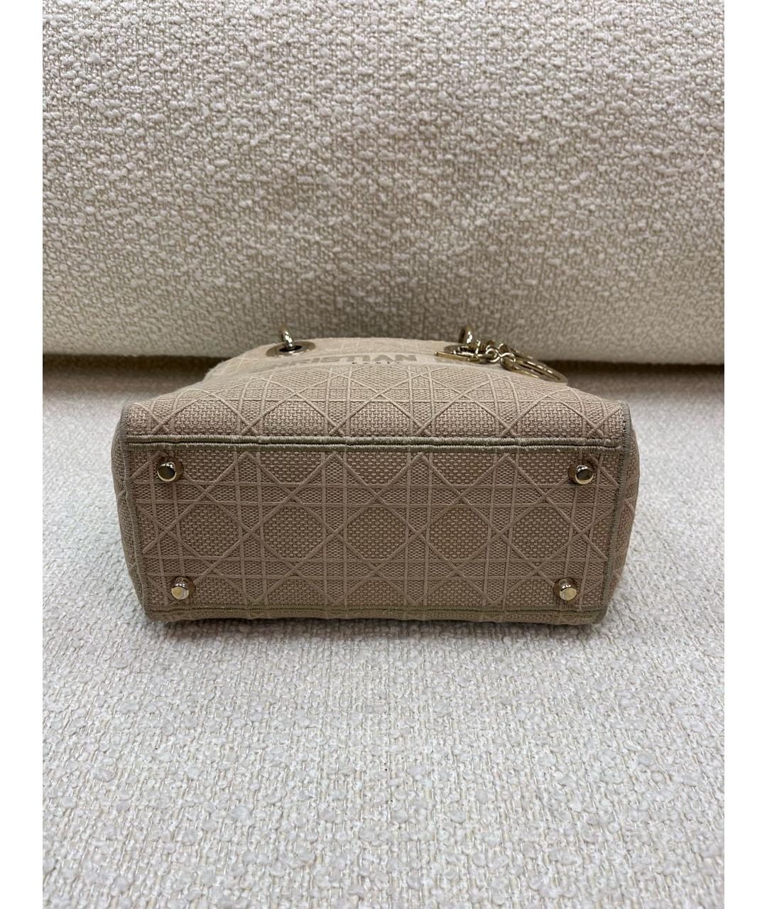 CHRISTIAN DIOR Бежевая тканевая сумка с короткими ручками, фото 7