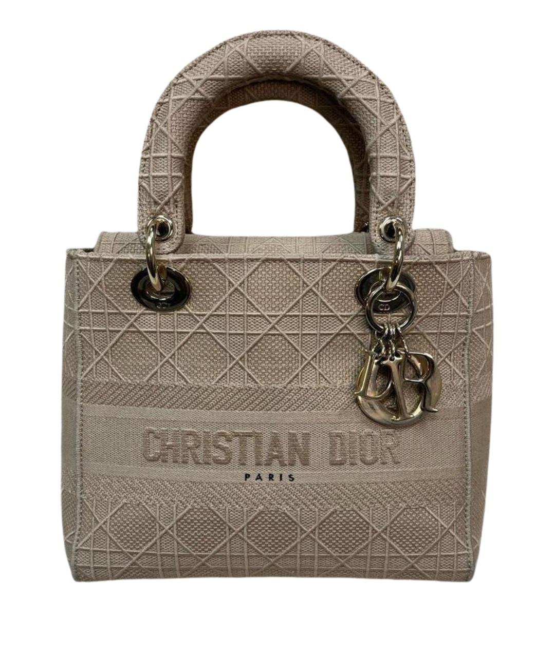 CHRISTIAN DIOR Бежевая тканевая сумка с короткими ручками, фото 1