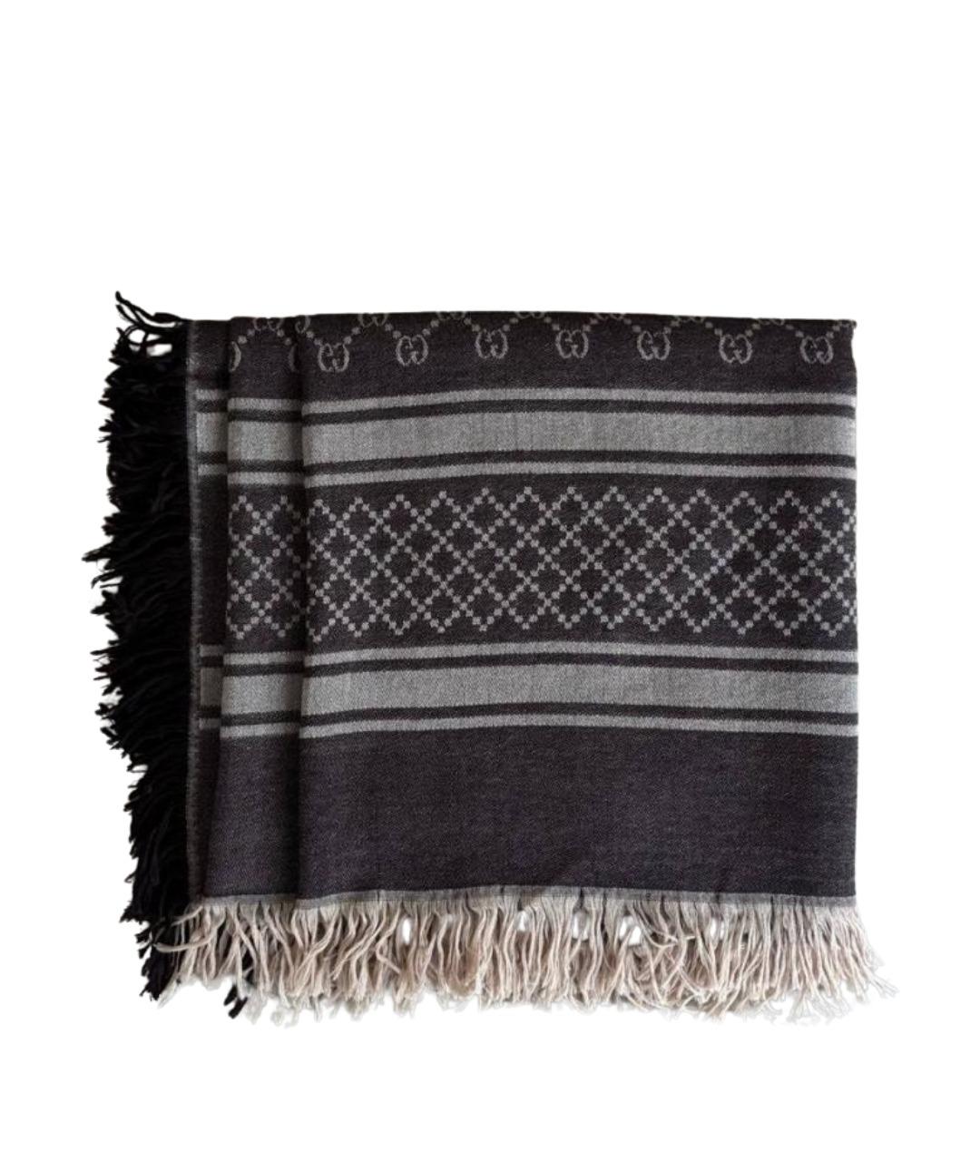 GUCCI Коричневый шерстяной платок, фото 1