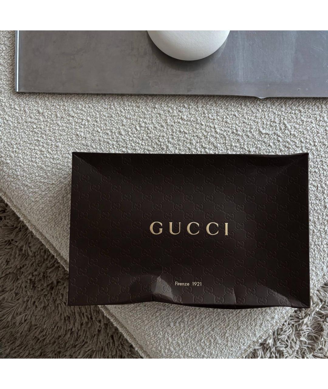 GUCCI Коричневый шерстяной платок, фото 3