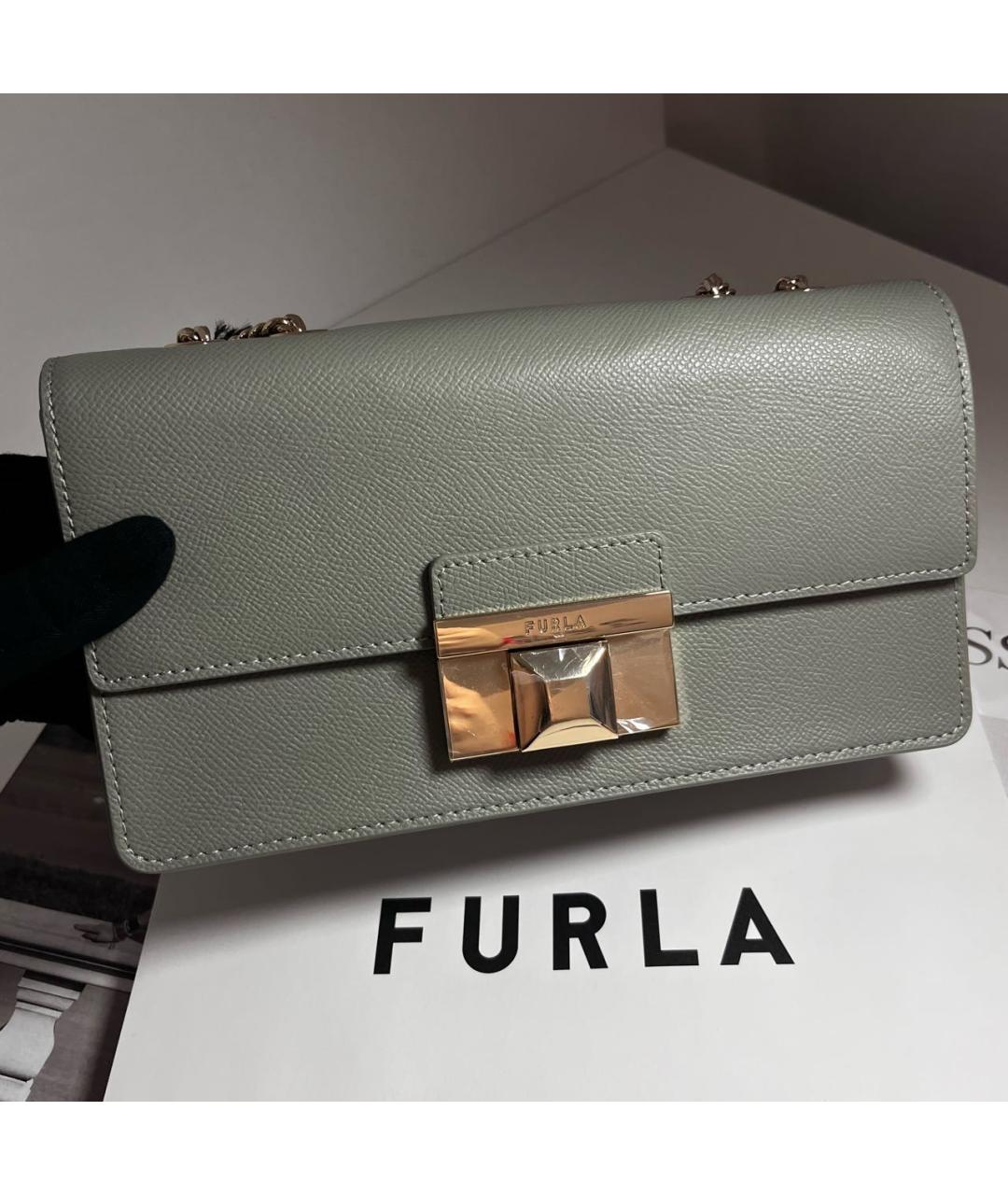 FURLA Серая кожаная сумка через плечо, фото 8