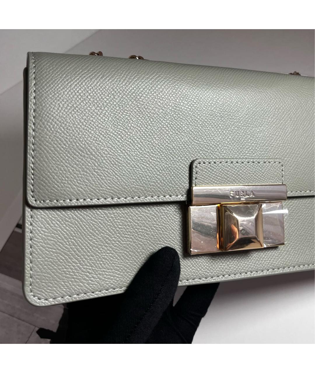 FURLA Серая кожаная сумка через плечо, фото 7