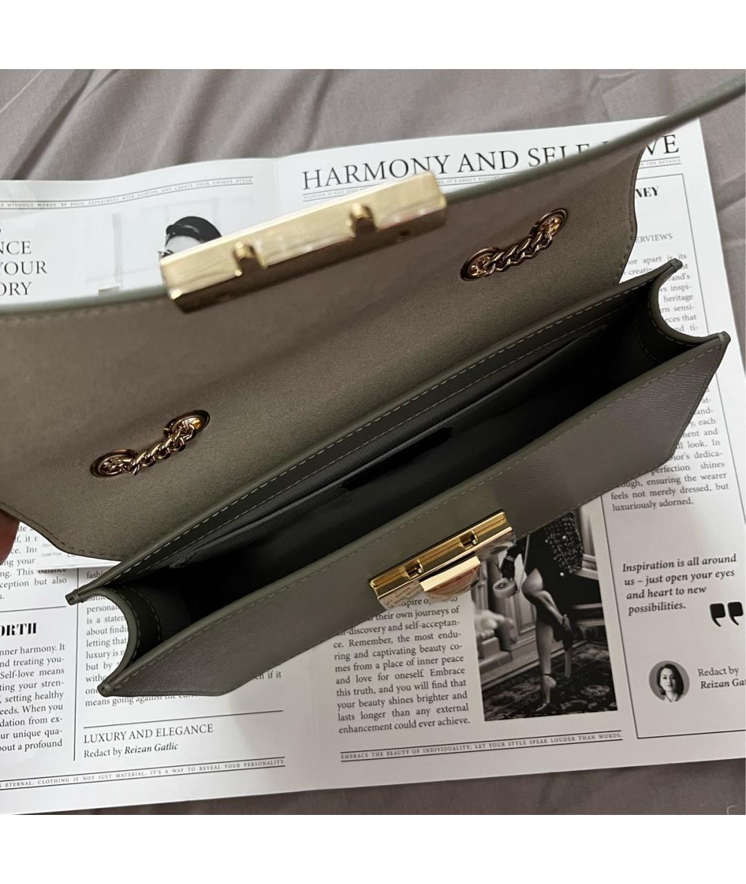 FURLA Серая кожаная сумка через плечо, фото 5