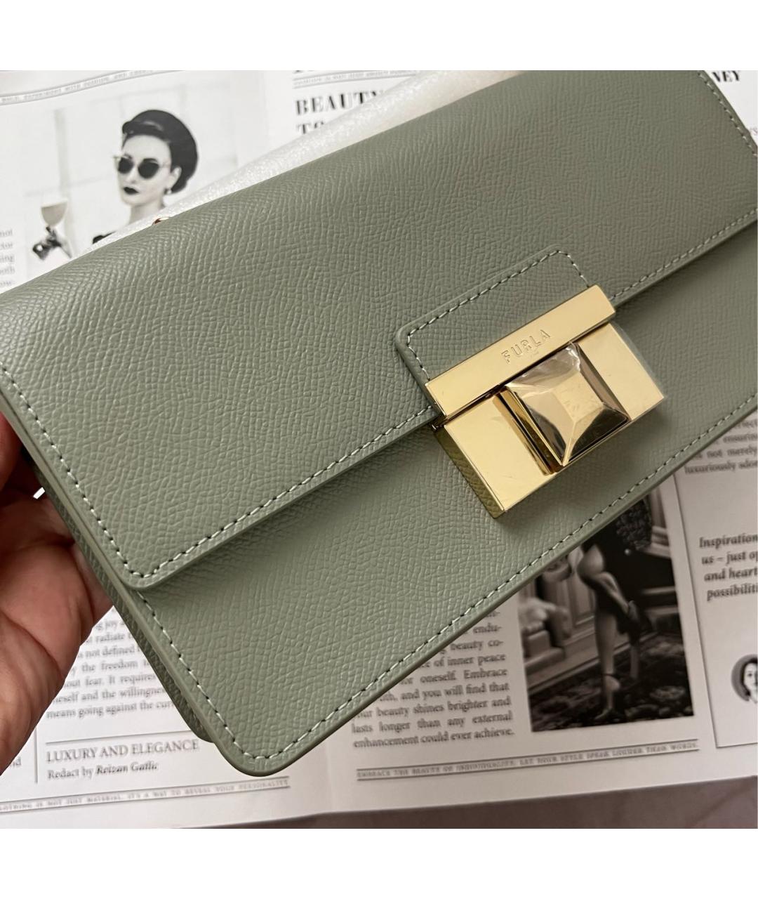 FURLA Серая кожаная сумка через плечо, фото 6