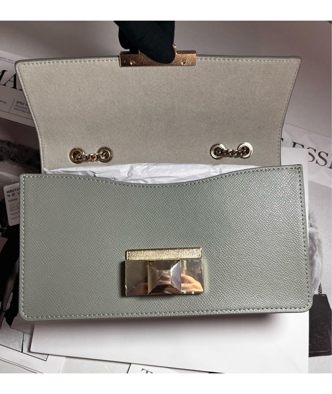 FURLA Серая кожаная сумка через плечо, фото 4