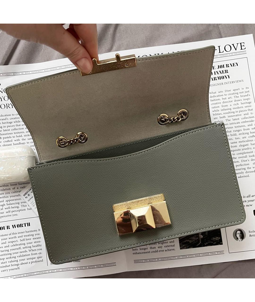 FURLA Серая кожаная сумка через плечо, фото 4