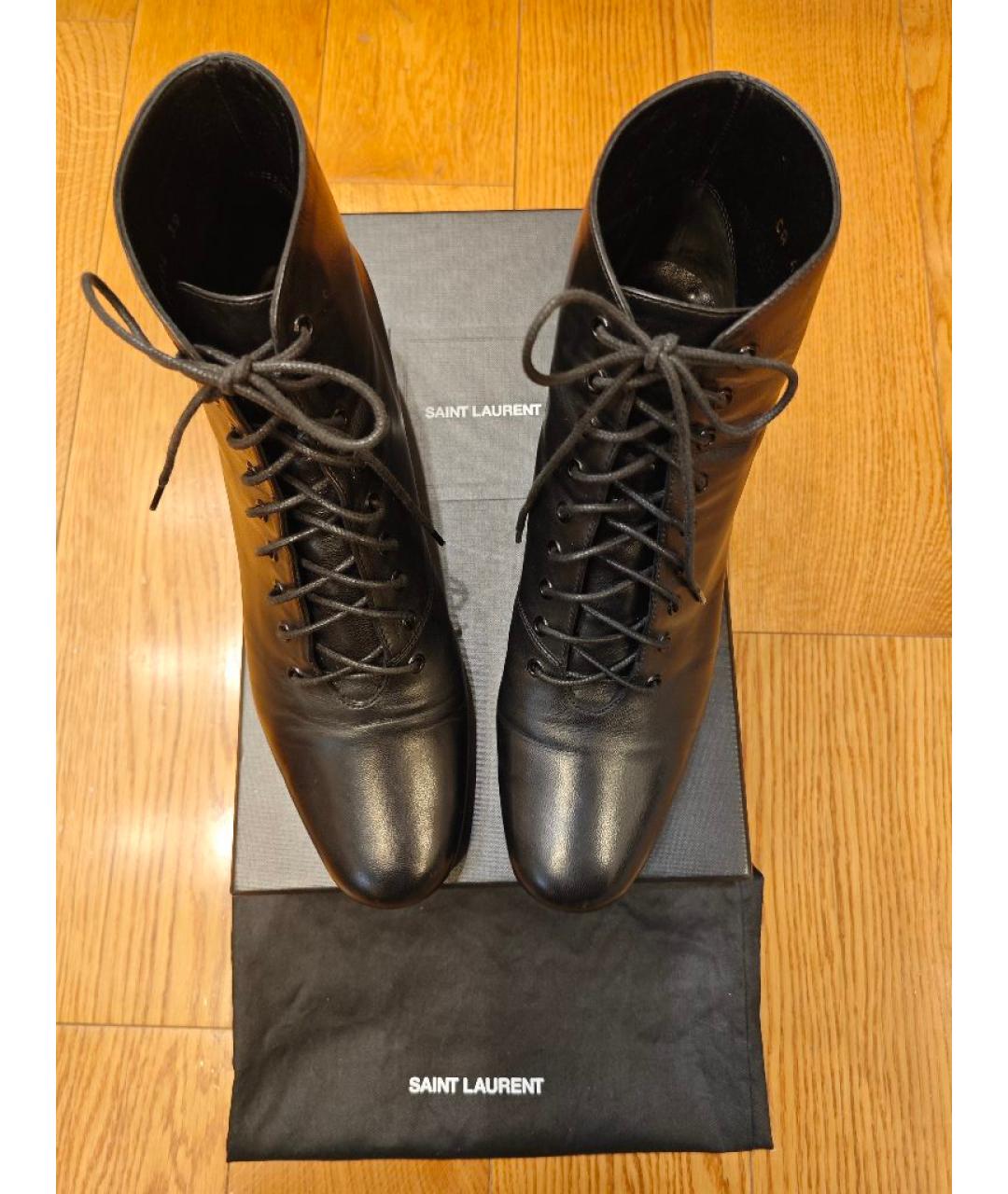 SAINT LAURENT Черные кожаные ботильоны, фото 5