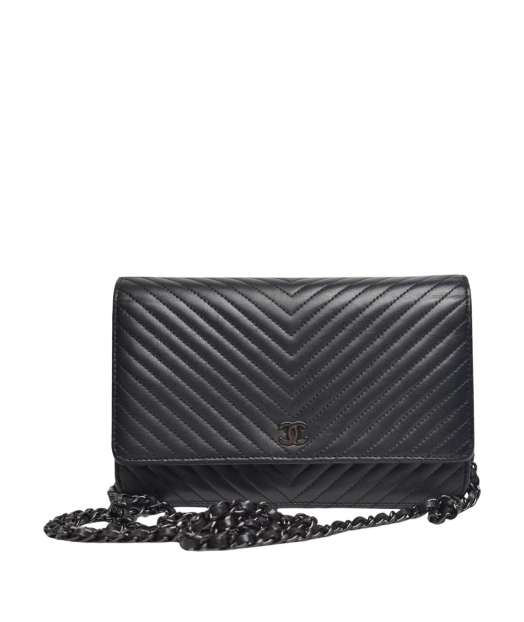 CHANEL Черная кожаная сумка через плечо, фото 1