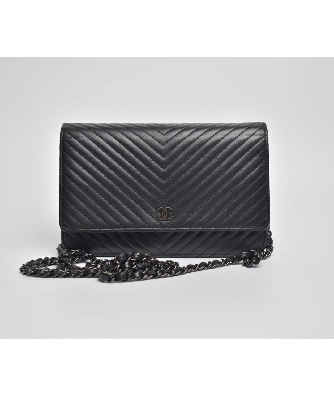 CHANEL Черная кожаная сумка через плечо, фото 9