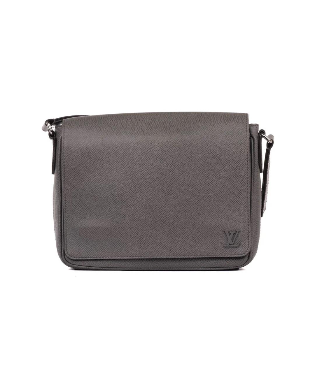 LOUIS VUITTON Серая кожаная сумка на плечо, фото 2