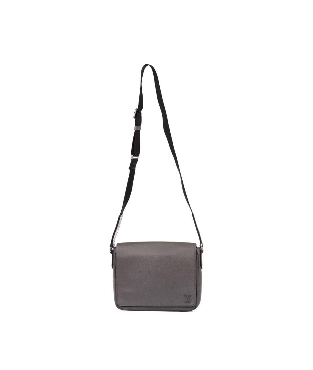 LOUIS VUITTON Серая кожаная сумка на плечо, фото 3