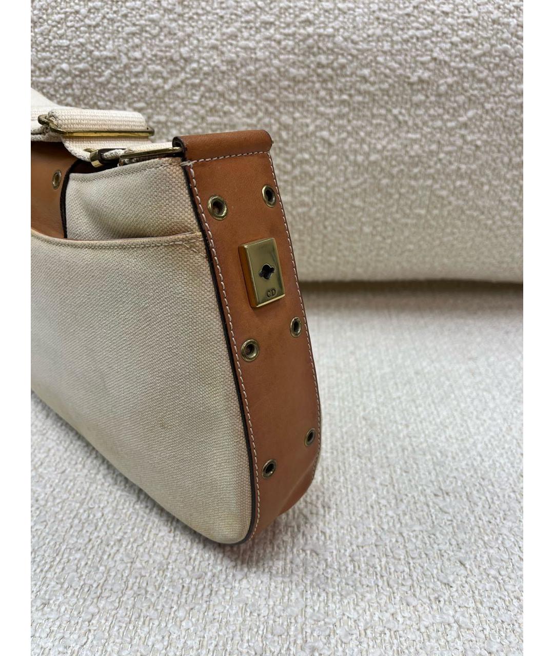 CHRISTIAN DIOR Бежевая тканевая сумка через плечо, фото 6