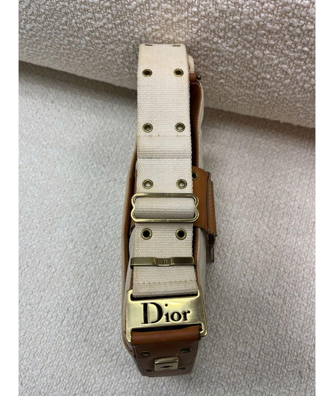 CHRISTIAN DIOR Бежевая тканевая сумка через плечо, фото 7