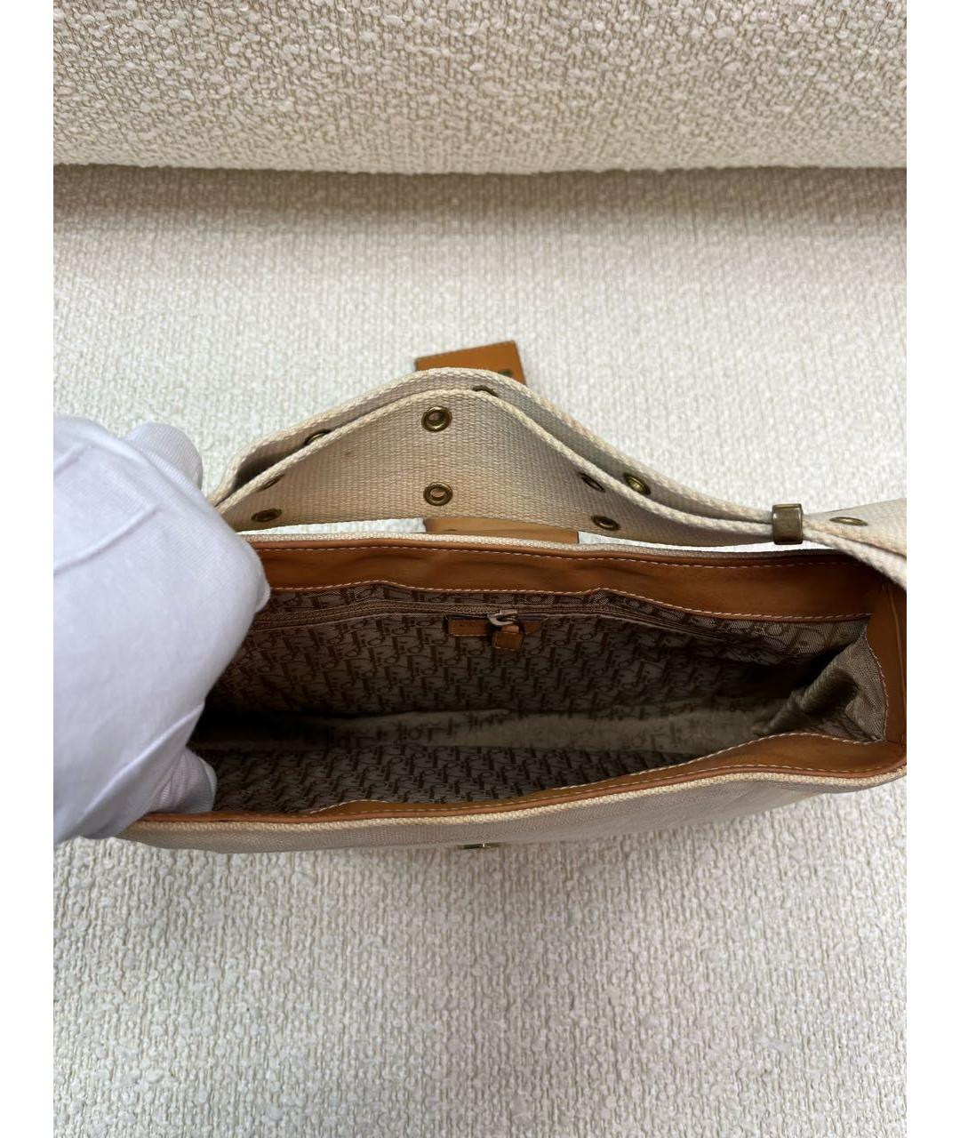 CHRISTIAN DIOR Бежевая тканевая сумка через плечо, фото 4