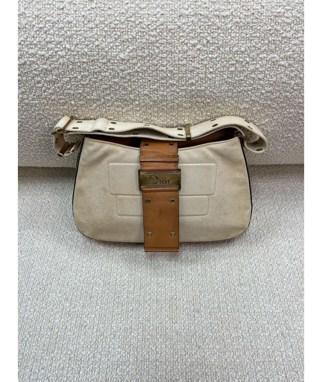 CHRISTIAN DIOR Бежевая тканевая сумка через плечо, фото 8