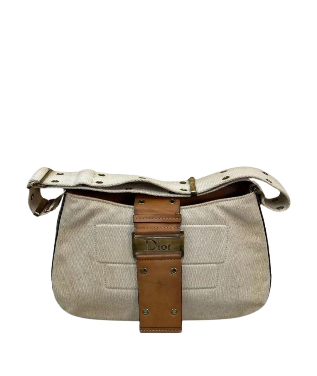 CHRISTIAN DIOR Бежевая тканевая сумка через плечо, фото 1