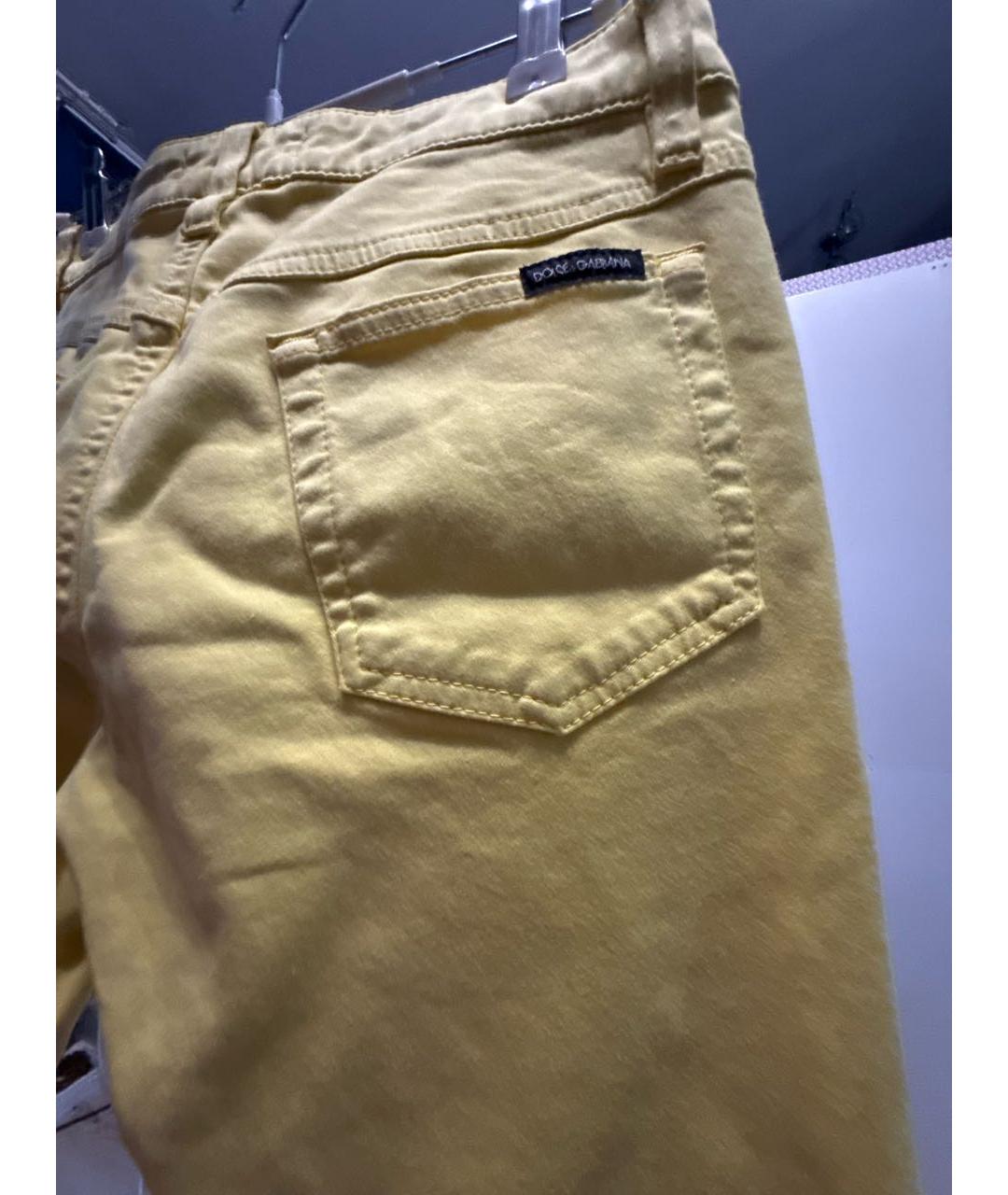 DOLCE&GABBANA Желтые хлопковые джинсы слим, фото 4