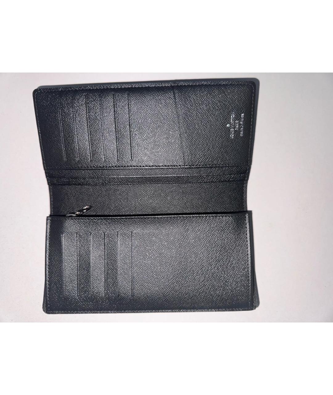 LOUIS VUITTON Антрацитовый кожаный кошелек, фото 2