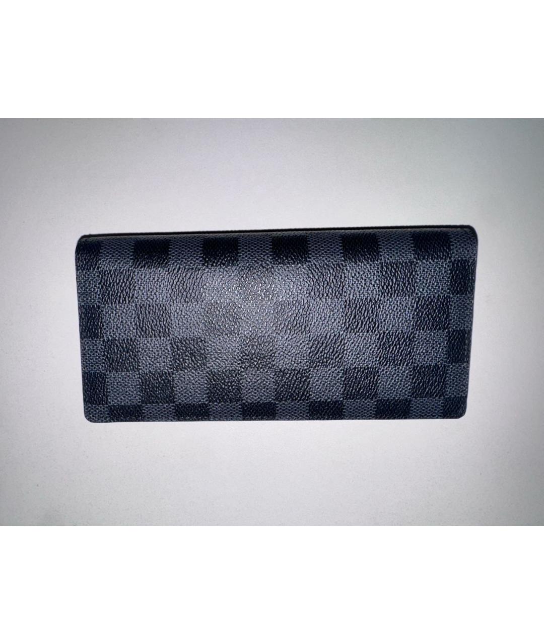 LOUIS VUITTON Антрацитовый кожаный кошелек, фото 4