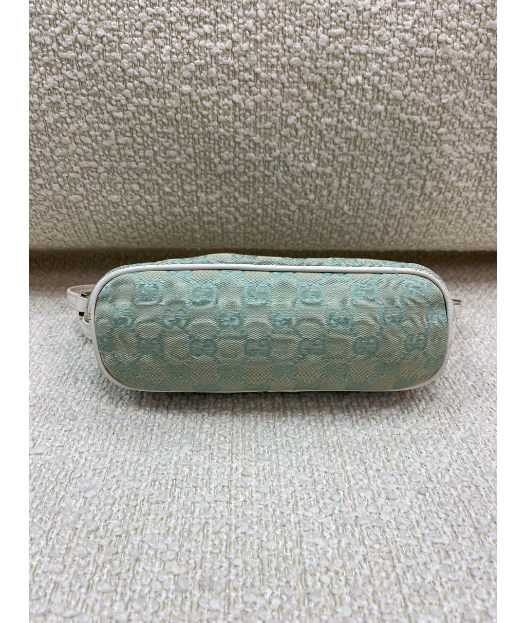 GUCCI Бирюзовая тканевая сумка с короткими ручками, фото 5