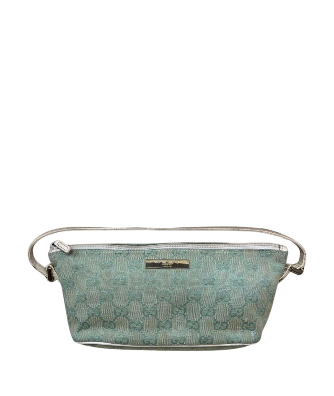 GUCCI Бирюзовая тканевая сумка с короткими ручками, фото 1