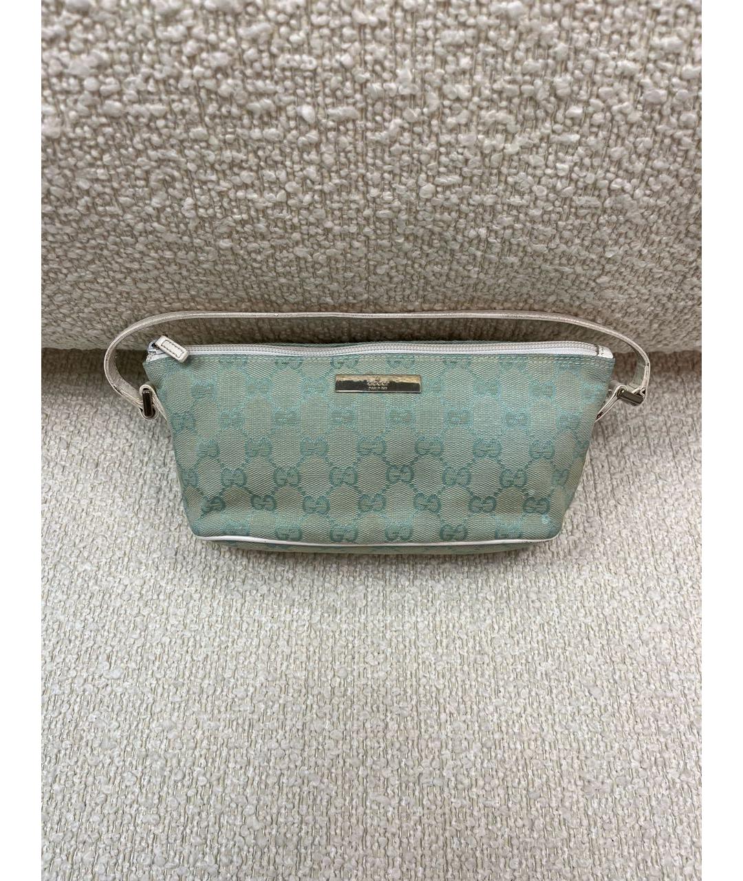 GUCCI Бирюзовая тканевая сумка с короткими ручками, фото 8