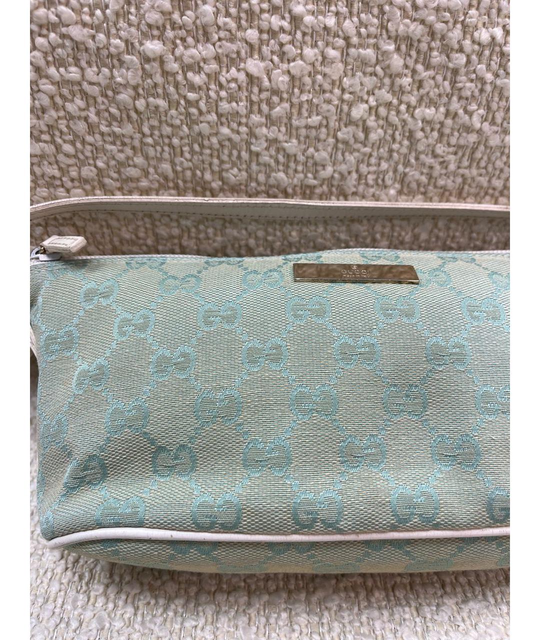 GUCCI Бирюзовая тканевая сумка с короткими ручками, фото 6
