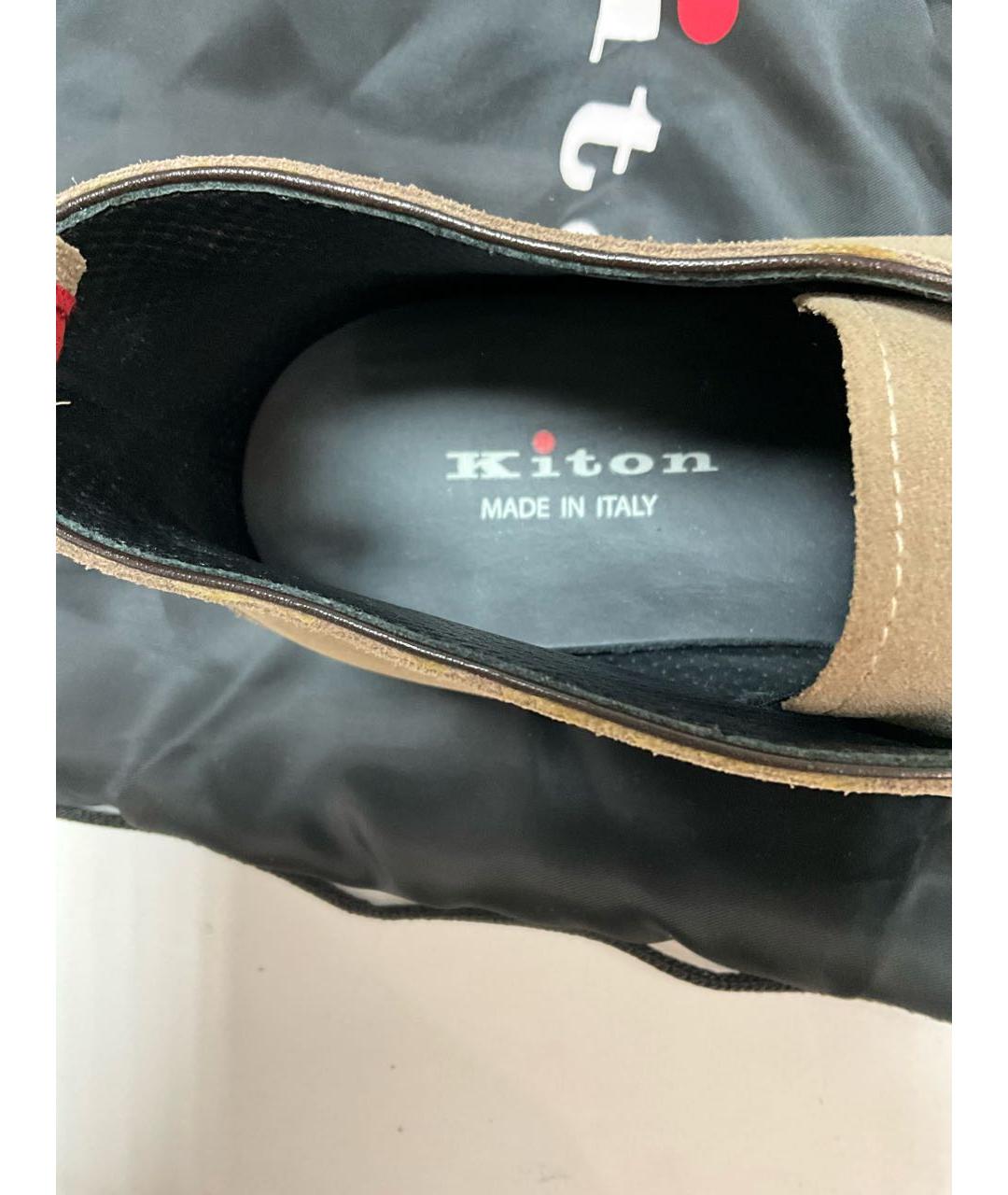 KITON Бежевые замшевые низкие ботинки, фото 5