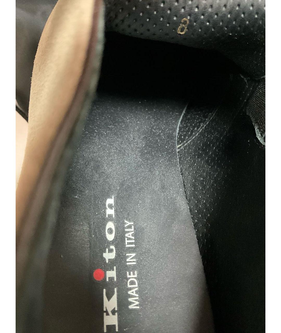 KITON Бежевые замшевые низкие ботинки, фото 4