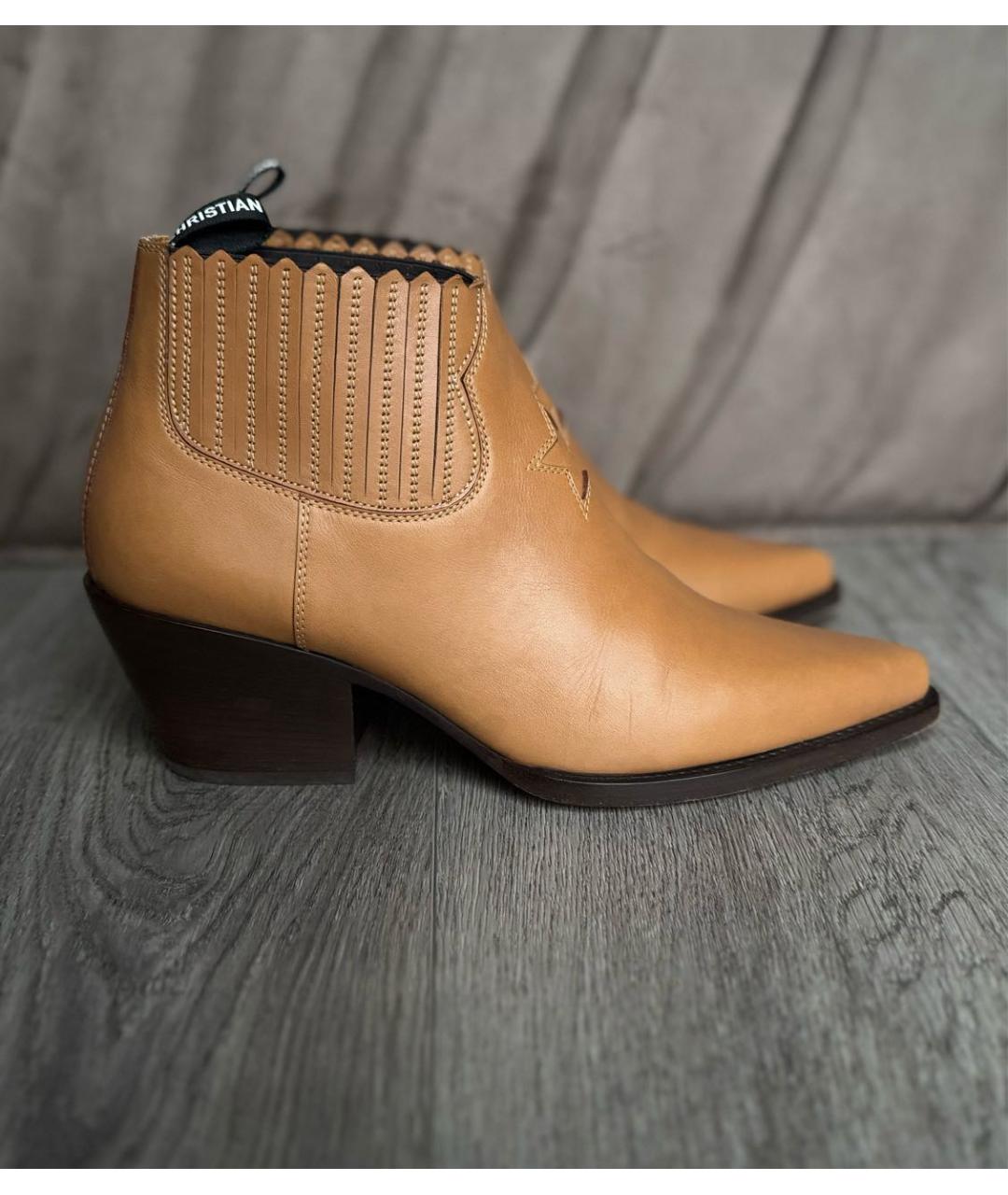 CHRISTIAN DIOR Коричневые кожаные ботильоны, фото 3