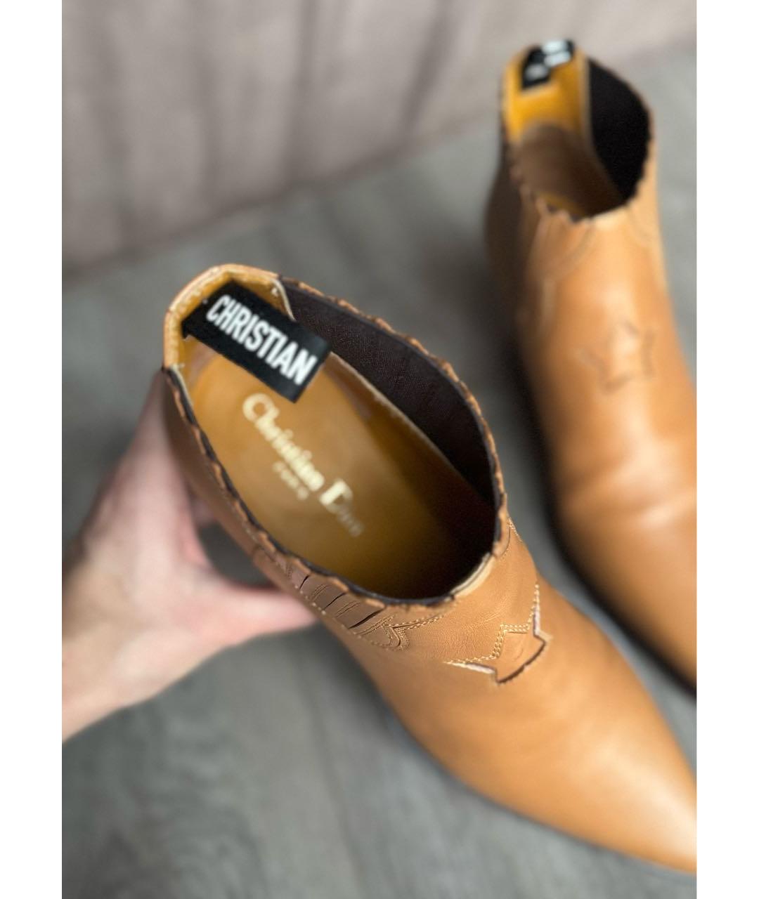 CHRISTIAN DIOR Коричневые кожаные ботильоны, фото 6