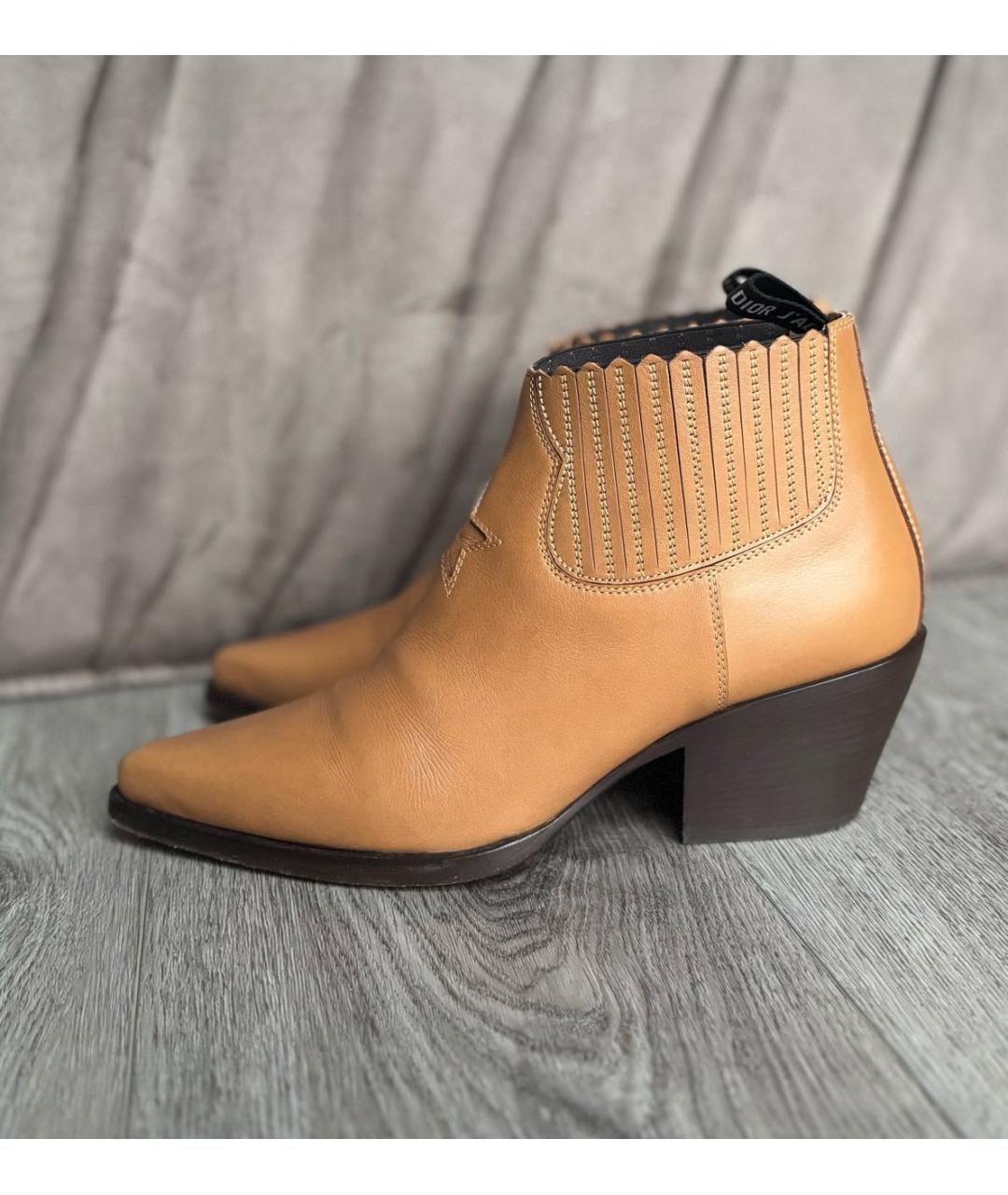 CHRISTIAN DIOR Коричневые кожаные ботильоны, фото 2