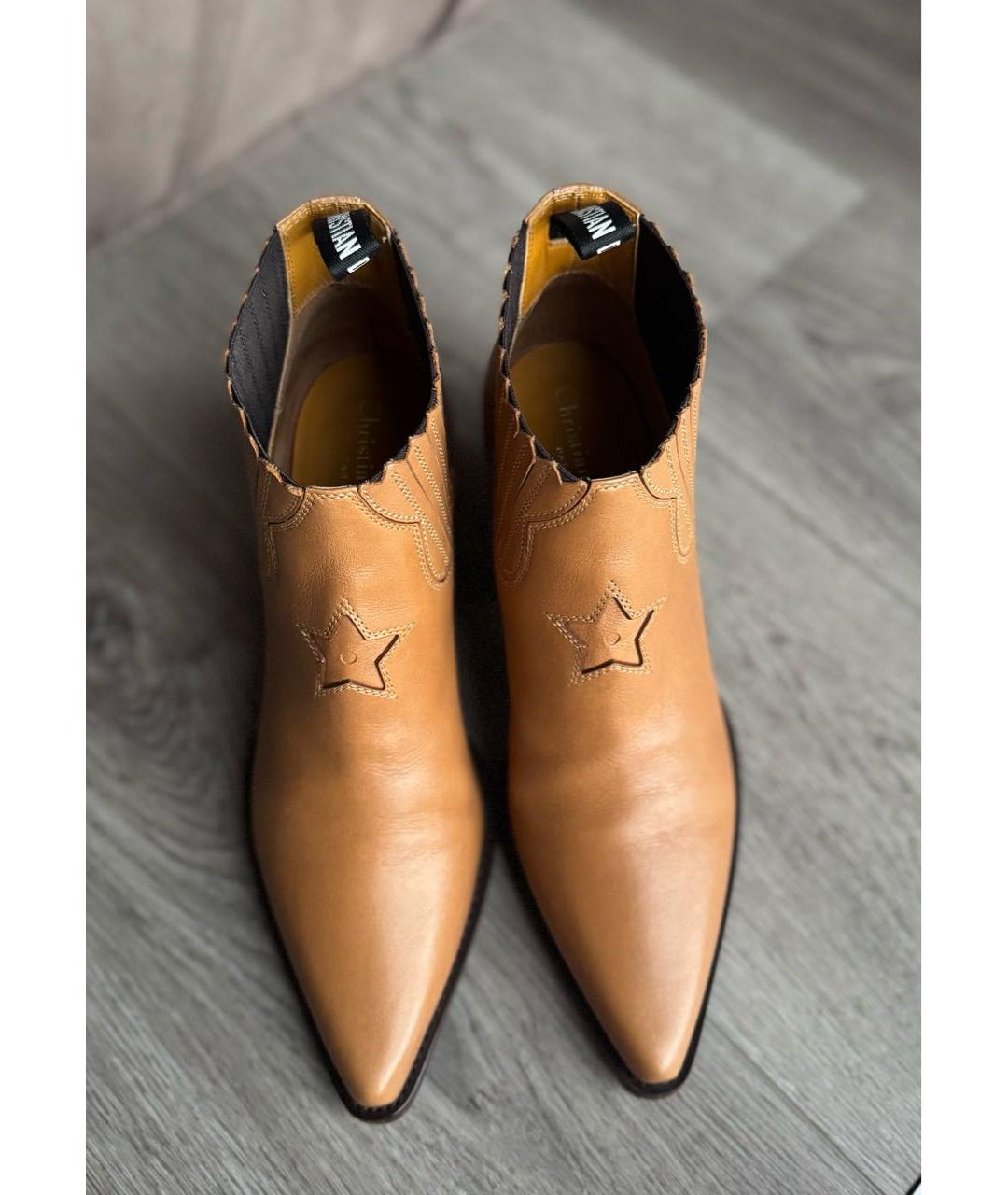 CHRISTIAN DIOR Коричневые кожаные ботильоны, фото 5