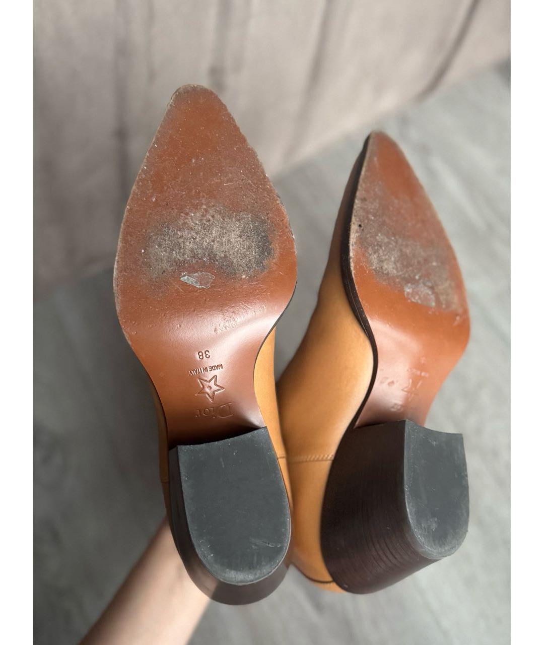 CHRISTIAN DIOR Коричневые кожаные ботильоны, фото 7