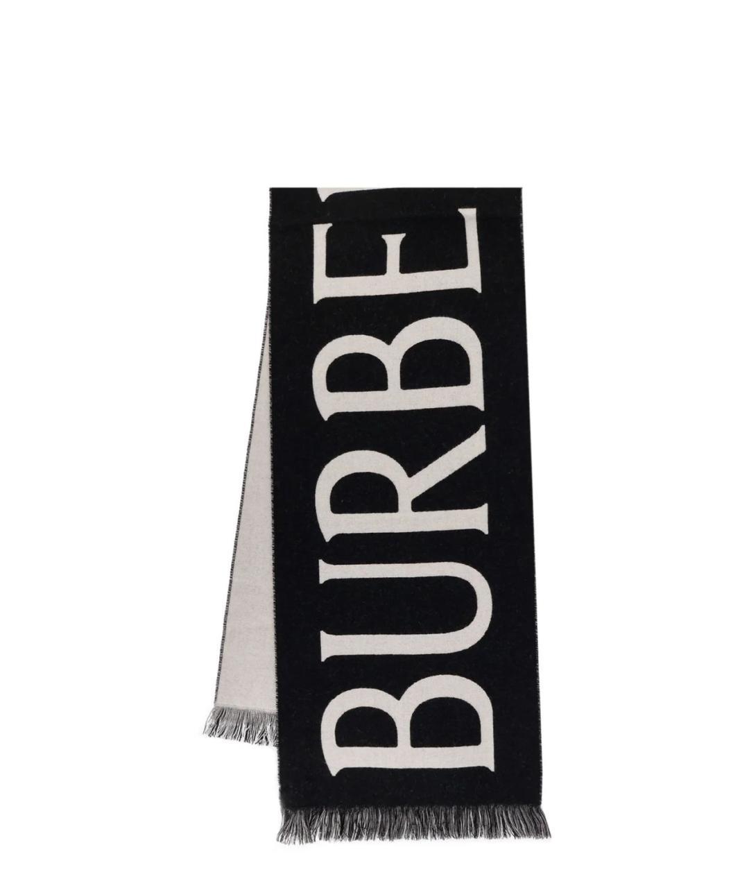 BURBERRY Черный шерстяной шарф, фото 1