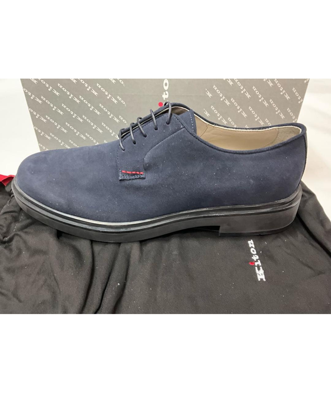 KITON Синие замшевые туфли, фото 6